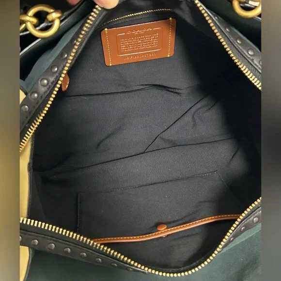 COACH Dreamer 34 ColorBlock Whipstitch Shoulder Bag in Evergreen - Picture 12 of 15